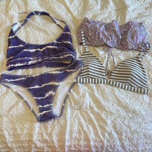 PacSun Purple Tie-Dye and Striped Bikini Set